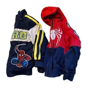 Spider-Man Sweatshirt & Windbreaker Jacket Bundle Lot 4T Blue Red Boys Kids